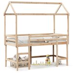 vidaXL Lit superposé et échelle et toit 80x200 cm bois de pin massif