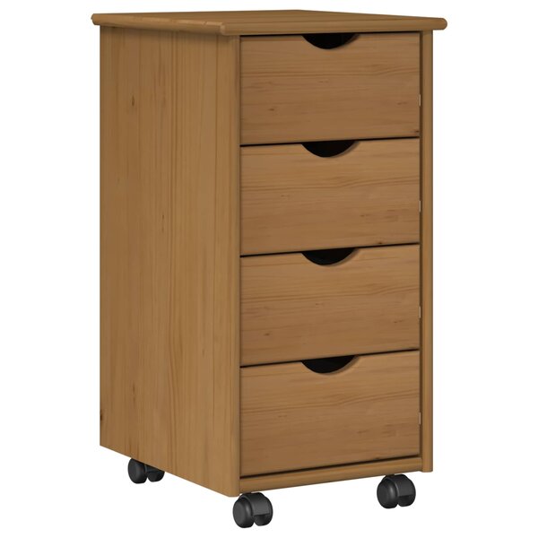 vidaXL Cabinet roulant avec roue Marron miel 34 x 39 x 65 5 cm