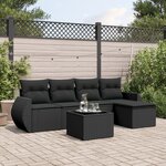 vidaXL Salon de jardin 6 Pièces avec coussins noir résine tressée