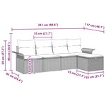 vidaXL Ensemble de canapé de jardin 5 pièces Noir Poly Rotin avec coussins