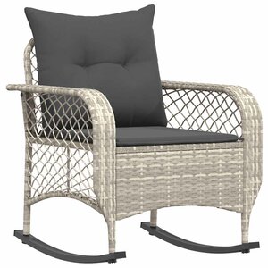 vidaXL Chaise à bascule de jardin avec coussins gris clair poly rotin