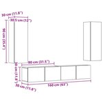 vidaXL Meubles TV muraux 4 Pièces vieux bois bois d'ingénierie