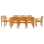 vidaXL Ensemble de salle à manger pour jardin 9 Pièces Marron