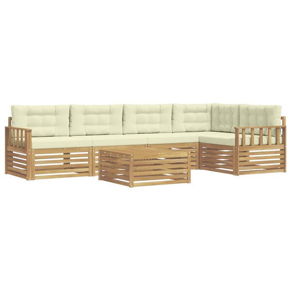 vidaXL Ensemble de canapés d'extérieur 6 Pièces Blanc et crème Polyester