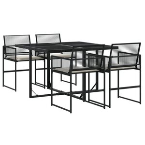 vidaXL Ensemble à manger de jardin coussins 5Pièces noir résine tressée