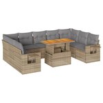 vidaXL Salon de jardin avec coussins 10 Pièces beige résine tressée