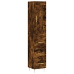 vidaXL Buffet haut Chêne fumé 34 5x34x180 cm Bois d'ingénierie