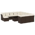 vidaXL Salon de jardin avec coussins 13 Pièces marron résine tressée
