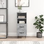 vidaXL Buffet Gris béton 34 5x34x90 cm Bois d'ingénierie