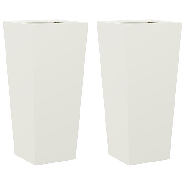 vidaXL Jardinières 2 Pièces blanc 35x35x75 cm acier