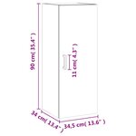 vidaXL Armoire murale chêne marron 34 5x34x90 cm