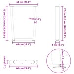 vidaXL Pieds de table à manger en forme de V  2 pièces  blanc  60 x (72-73 3) cm  acier