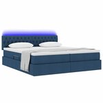 vidaXL Lit de rangement LED avec matelas Bleu 180 x 200 cm Tissu