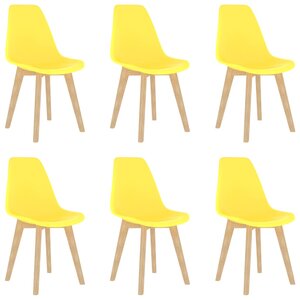 vidaXL Chaises à manger lot de 6 jaune plastique