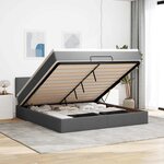 vidaXL Lit ottoman avec matelas et LED Gris foncé 180x200 cm tissu
