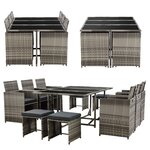 Salon de jardin acier polyrotin gris chiné coussins gris foncé 03_0008236