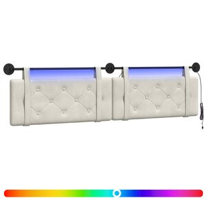 vidaXL Tête de lit suspendue Avec lumière LED Crème Velours