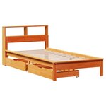 vidaXL Lit bibliothèque sans matelas cire marron 90x200 cm pin massif
