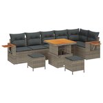 vidaXL Ensemble de canapé de jardin 9 Pièces Gris polyrotin