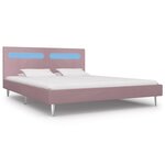 vidaXL Cadre de lit avec LED sans matelas rose tissu 180x200 cm