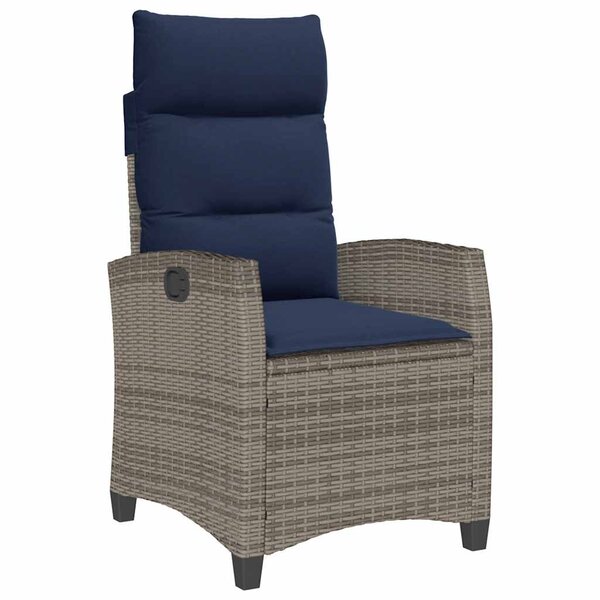 vidaXL Chaise de jardin inclinable avec table d'appoint gris polyrotin