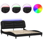 vidaXL Cadre de lit avec LED sans matelas Hvar noir 180x200 cm