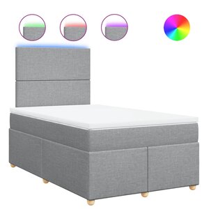vidaXL Sommier à lattes de lit et matelas gris clair 120x190 cm tissu