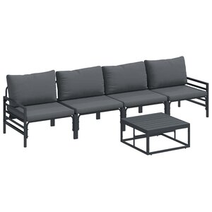 vidaXL Ensemble de canapé de jardin 5 pc Noir Acier
