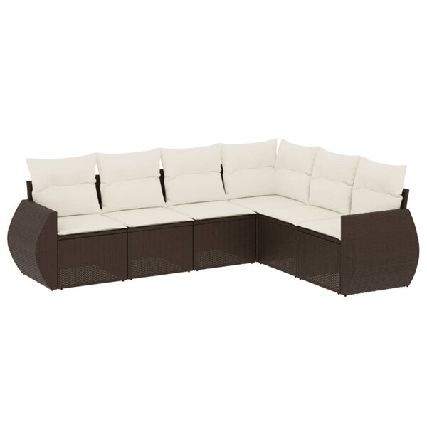 vidaXL Salon de jardin avec coussins 6 Pièces marron résine tressée