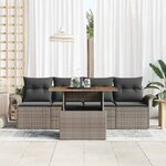 vidaXL Ensemble de canapé de jardin 5 Pièces Gris Poly rotin