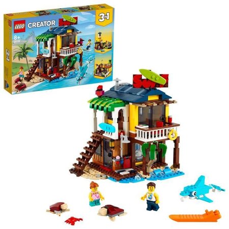 Lego creator 3-en-1 31118 la maison sur la plage du surfeur set incluant  une cabane avec piscine un phare et des animaux - La Poste