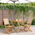 vidaXL Ensemble de bistro 3 Pièces beige tissu et bois massif