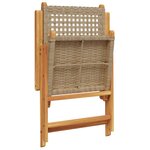 vidaXL Chaises inclinables de jardin lot de 8 beige rotin bois massif