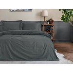Parure de lit Satiné coton - housse de couette 220 x 240 + 2 taies d'oreiller 60 x 60 - Anthracite