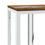 vidaXL Table console argenté acier inoxydable/bois massif récupération