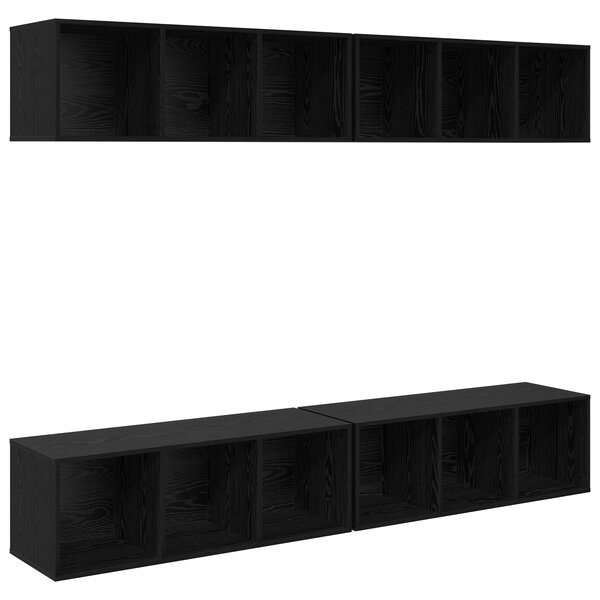 vidaXL Meuble TV mural 4 Pièces Chêne noir 37 x 37 x 107 5 cm