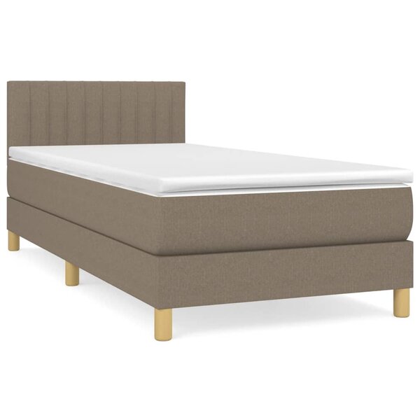 vidaXL Sommier à lattes de lit avec matelas Taupe 90x190 cm Tissu