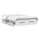 vidaXL Cadre de lit avec tiroirs sans matelas blanc 140x190 cm