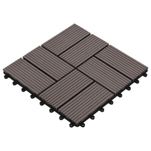 vidaXL Carreau de terrasse 11 Pièces Marron foncé 30 x 30 cm WPC