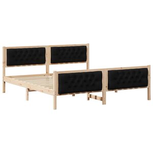 vidaXL Cadre de lit avec tête de lit Noir 160 x 200 cm Pin massif