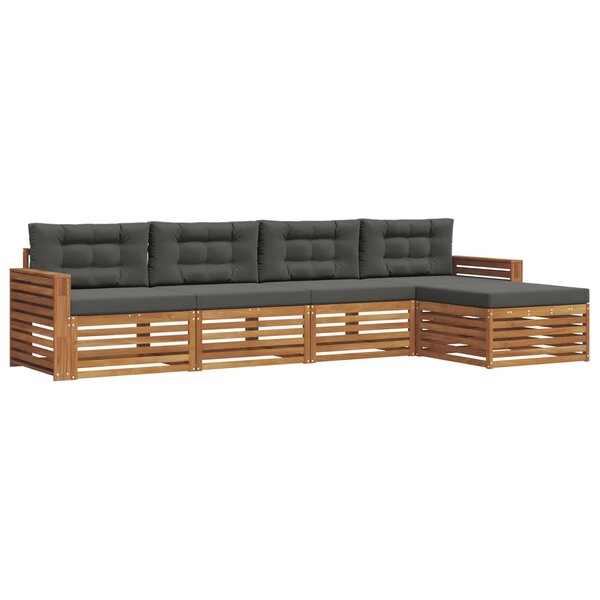 vidaXL Ensemble de canapés d'extérieur 5 Pièces Naturel et Anthracite