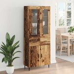 vidaXL Haut Armoire 2 Pièces Bois Ancien Bois Aggloméré et Verre