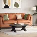 vidaXL Pieds de table basse en forme de X  2 pièces  noir  50 x (30-31) cm  acier