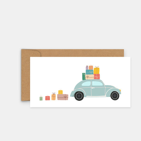 Carte anniversaire - voiture à cadeau