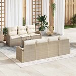 vidaXL Ensemble de canapé de jardin 8 Pièces Beige 55 x 55 x 37 cm