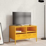 vidaXL Meuble TV jaune moutarde 68x39x43 5 cm acier laminé à froid