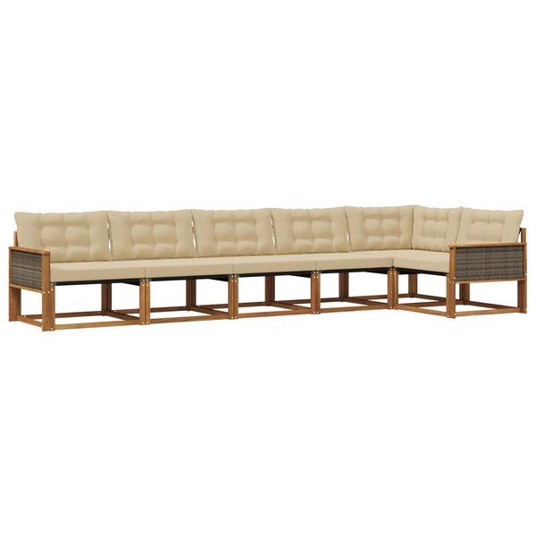 vidaXL Ensemble de canapés d'extérieur 6 Pièces Naturel et Beige