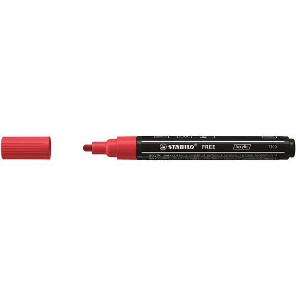 Marqueur pointe moyenne FREE acrylic T300 rouge foncé STABILO