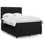 vidaXL Sommier à lattes de lit avec matelas Noir 140x200 cm Velours