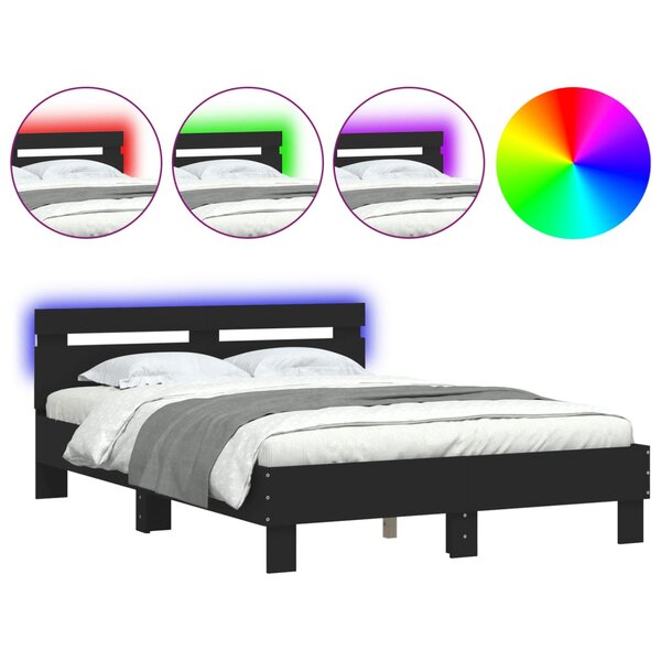 vidaXL Cadre de lit avec LED sans matelas noir 120x200 cm